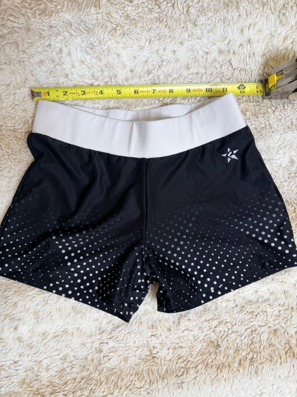 Cali All Stars Women's Black Athletic Shorts with White Waistband and Dot Accent